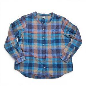 L.L.BEAN Plaid Organic Cotton Flannel Shirt Womens XL Outdoors Hiking Minimalist